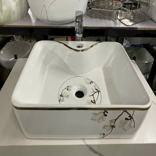 Bồn rửa tay sứ vuông